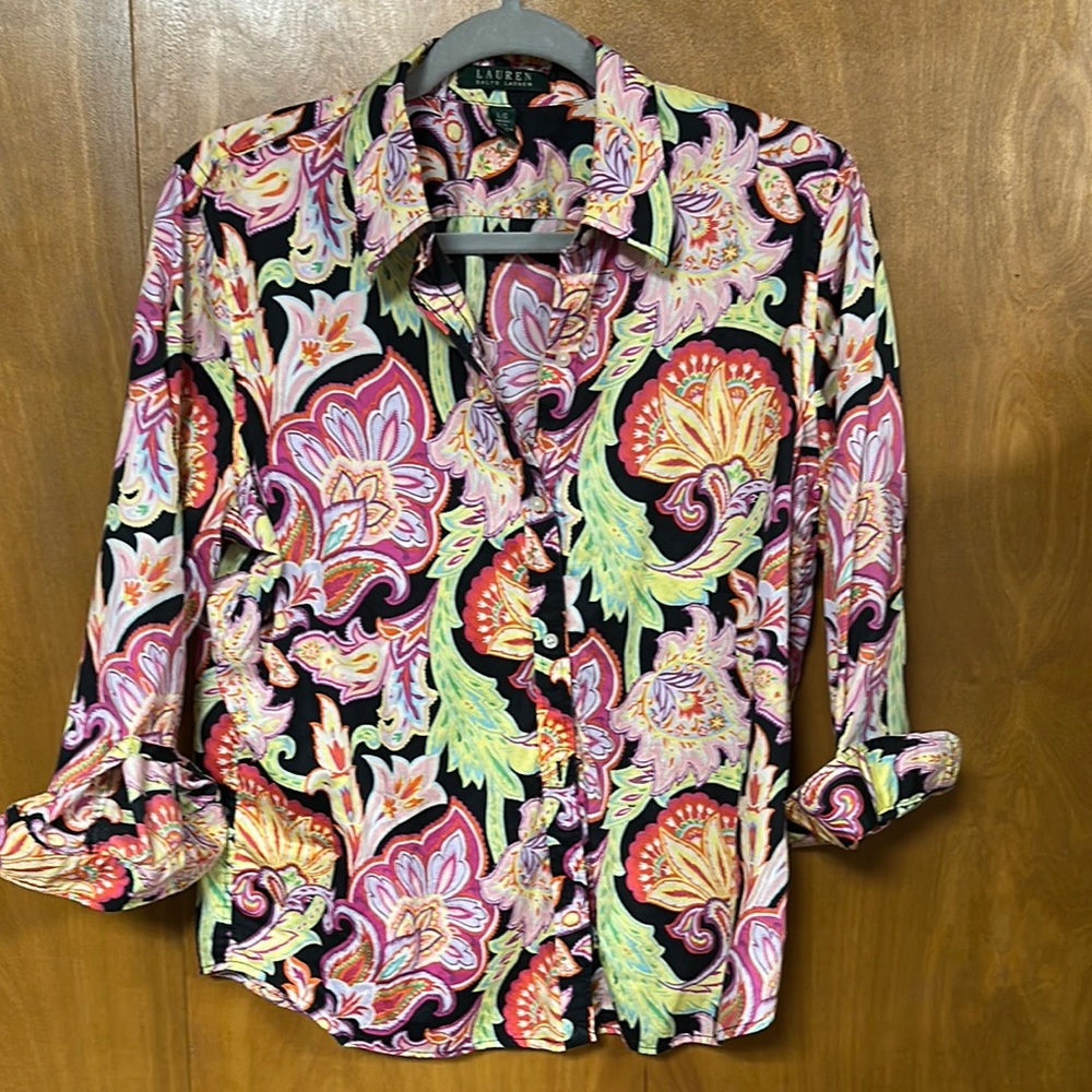 Ralph Lauren button up 1/2 sleeve Women's blouse